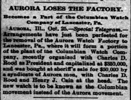 Aurora Watch Co. Watch Company History Profile Pocket Watch