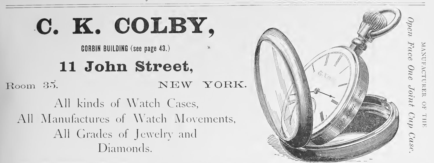 C.K. Colby - List Of American Pocket Watch Case Companies With Locations