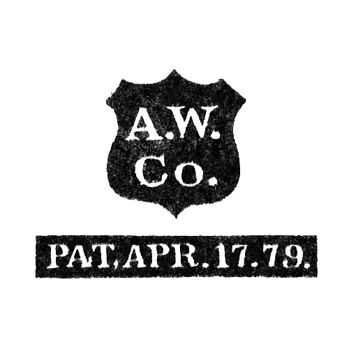 [Shield]
A.W.Co. 
Pat. Apr. 17.79. (American Watch Co.)