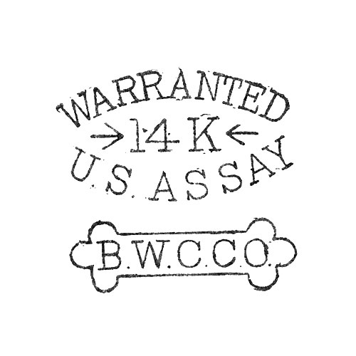 Warranted
14K
U.S. Assay.
B.W.C.Co. (Brooklyn Watch Case Co.)