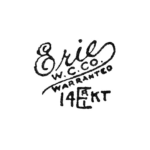 Erie
W.C.Co.
Warranted
14 Kt
[Erie Monogram] (Erie Watch Case Co.)