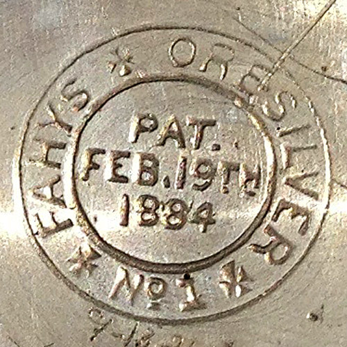 Fahys
Oresilver
No. 1
Pat. Feb. 19th 1884 (Fahys Watch Case Co.)