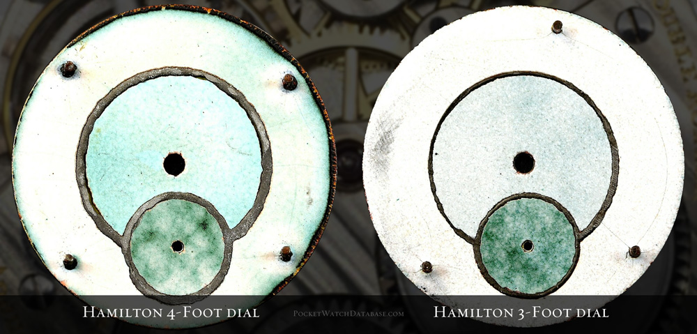Hamilton Pocket Watch 16s 4 Foot vs 3 Foot Dial Feet Back of Dial