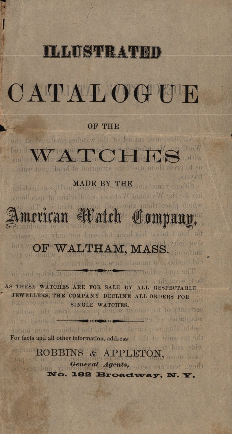 American Watch Co. (Waltham) Illustrated Catalogue of Watches (c.1868) Cover Image
